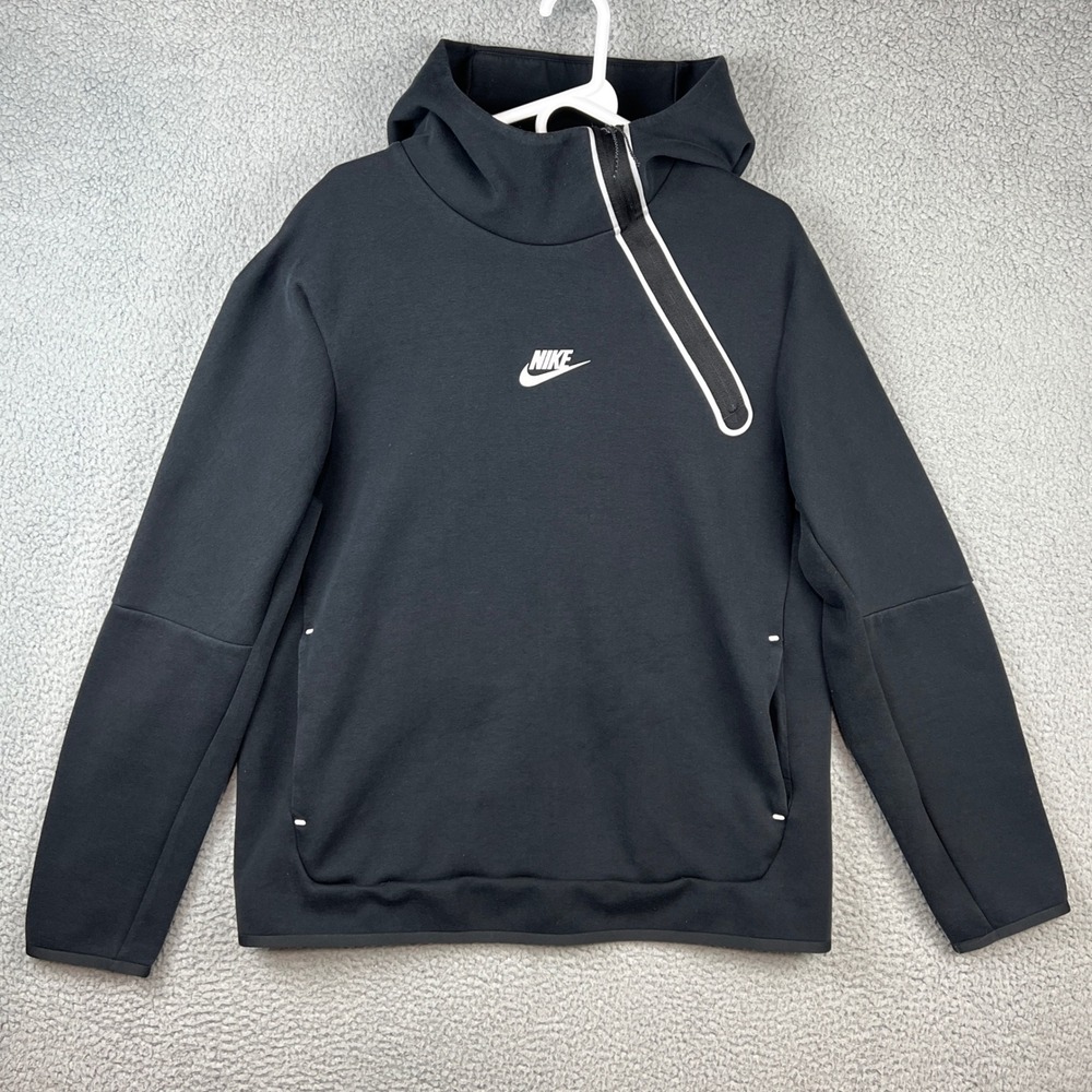 Nike Tech Fleece Asymmetrical Side Zip Hoodie Black CU4493-010 Mens L